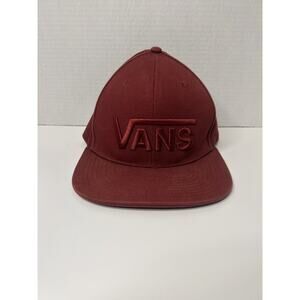 Vans Flatbill Snapback Hat Mens CLEAN Stitched Official Red Maroon Burgundy